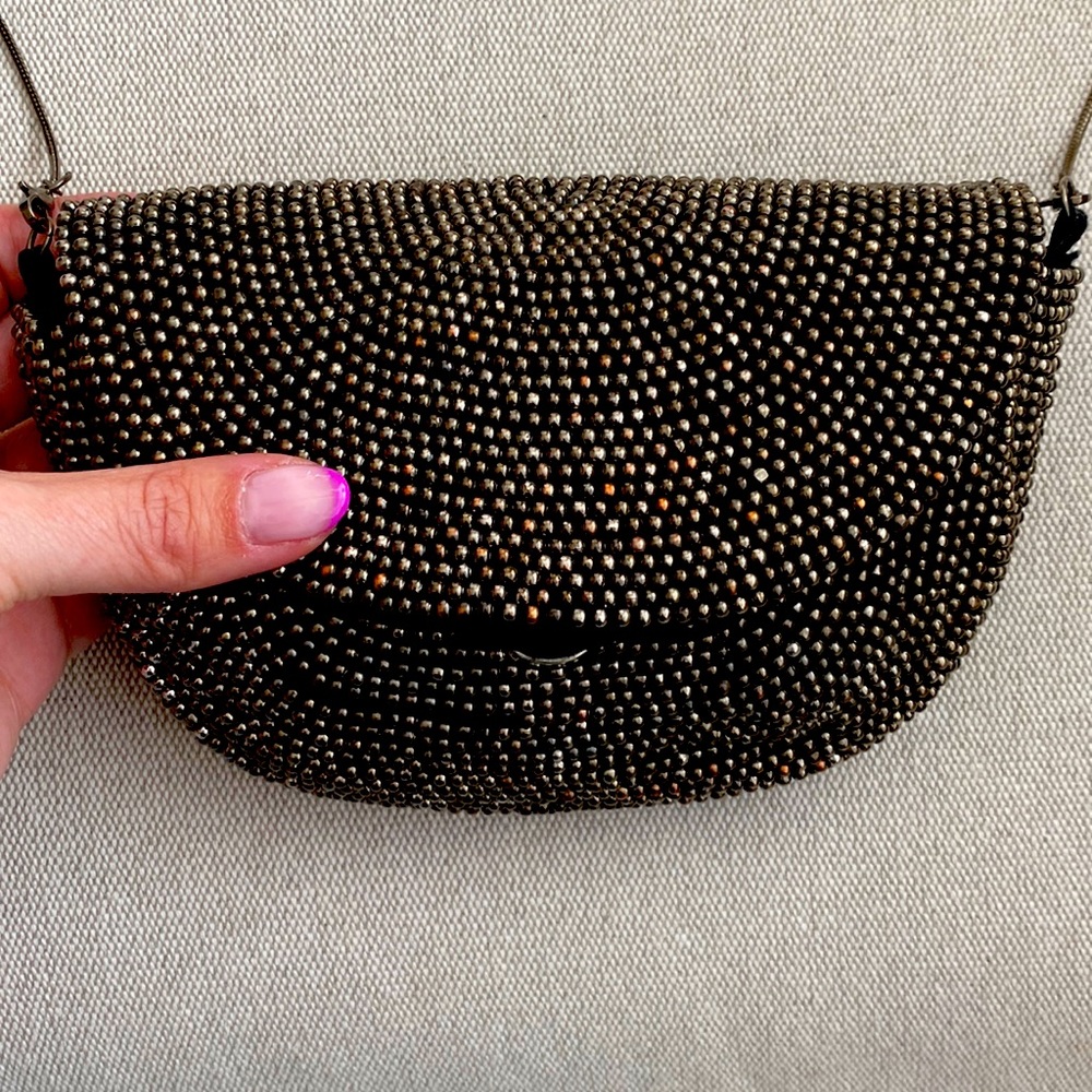 Metal beaded clutch/crossbody